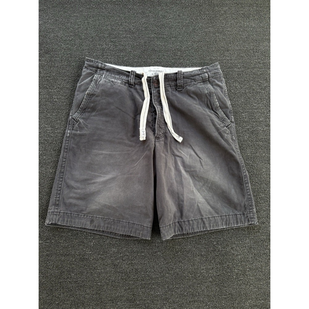 Y2K Abercrombie & Fitch Men's Size 36 Faded Black Chino Shorts Drawstring